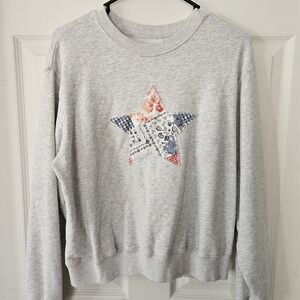 Hollister Gray Crew Neck Sweater with Star Design
